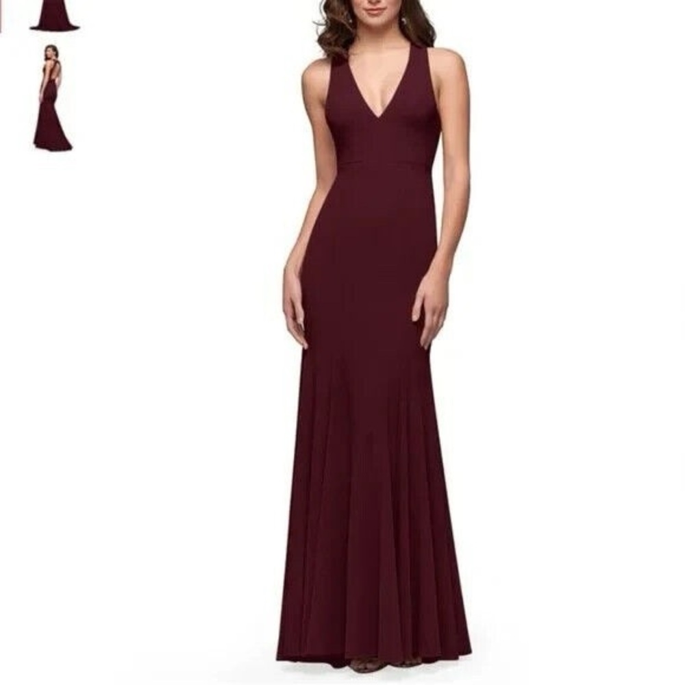 EUC Azazie Cabernet Stretch Crepe Stephanie Formal Dress Sz A16 (US Size 18)